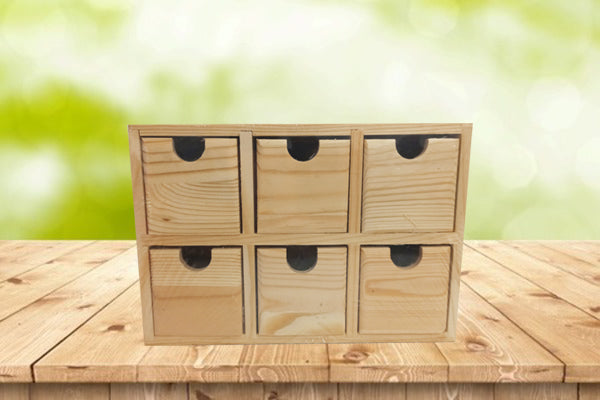 Caja rectangular de madera con cajones - Alistore Chile