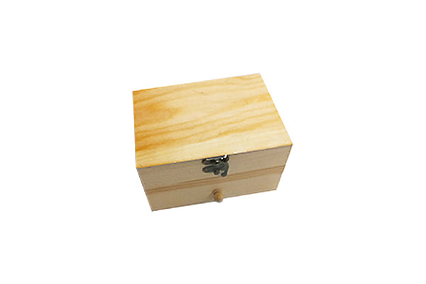 Caja de madera rectangular con cajón y cerradura - Alistore Chile