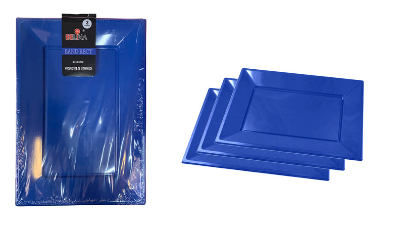 Plato plástico rectangular azul - Alistore Chile