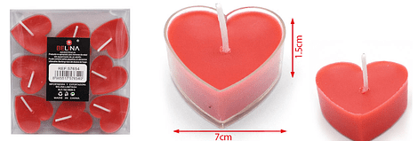 Velas de corazón rojo 9 unidades - Alistore Chile